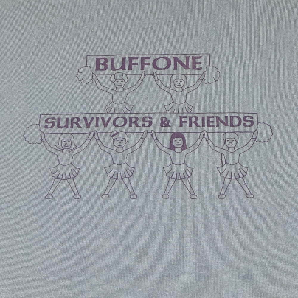 Gildan Mens XL Buffone Survivors Friends Graphic Tee Purple Charity T-Shirt - Picture 3 of 6